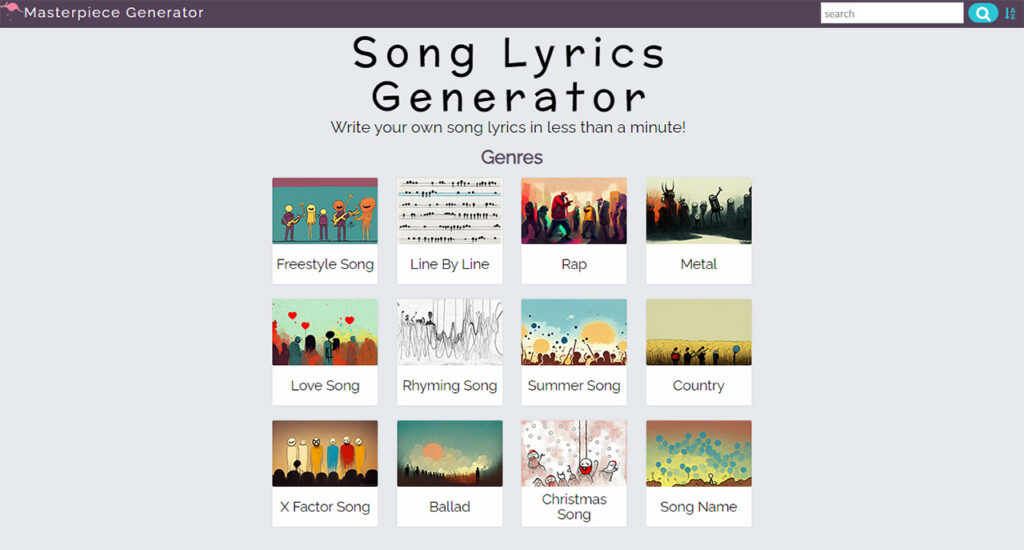 Masterpiece Generator Screenshot KI-Songtext-Generator