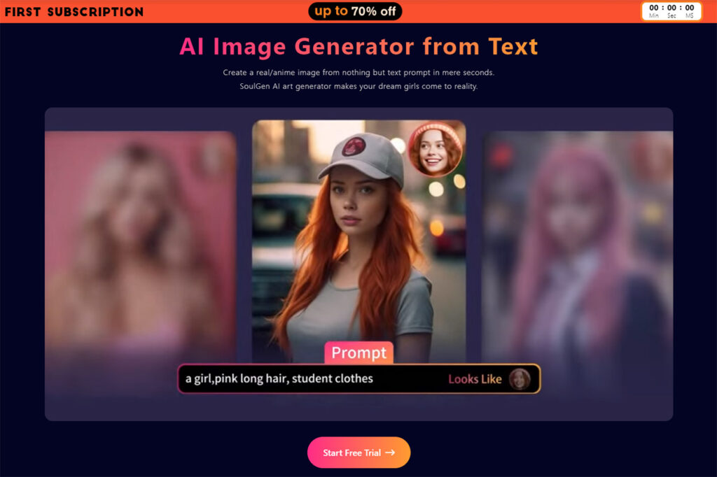 SoulGen AI Screenshot des KI-Gesichtsgenerators